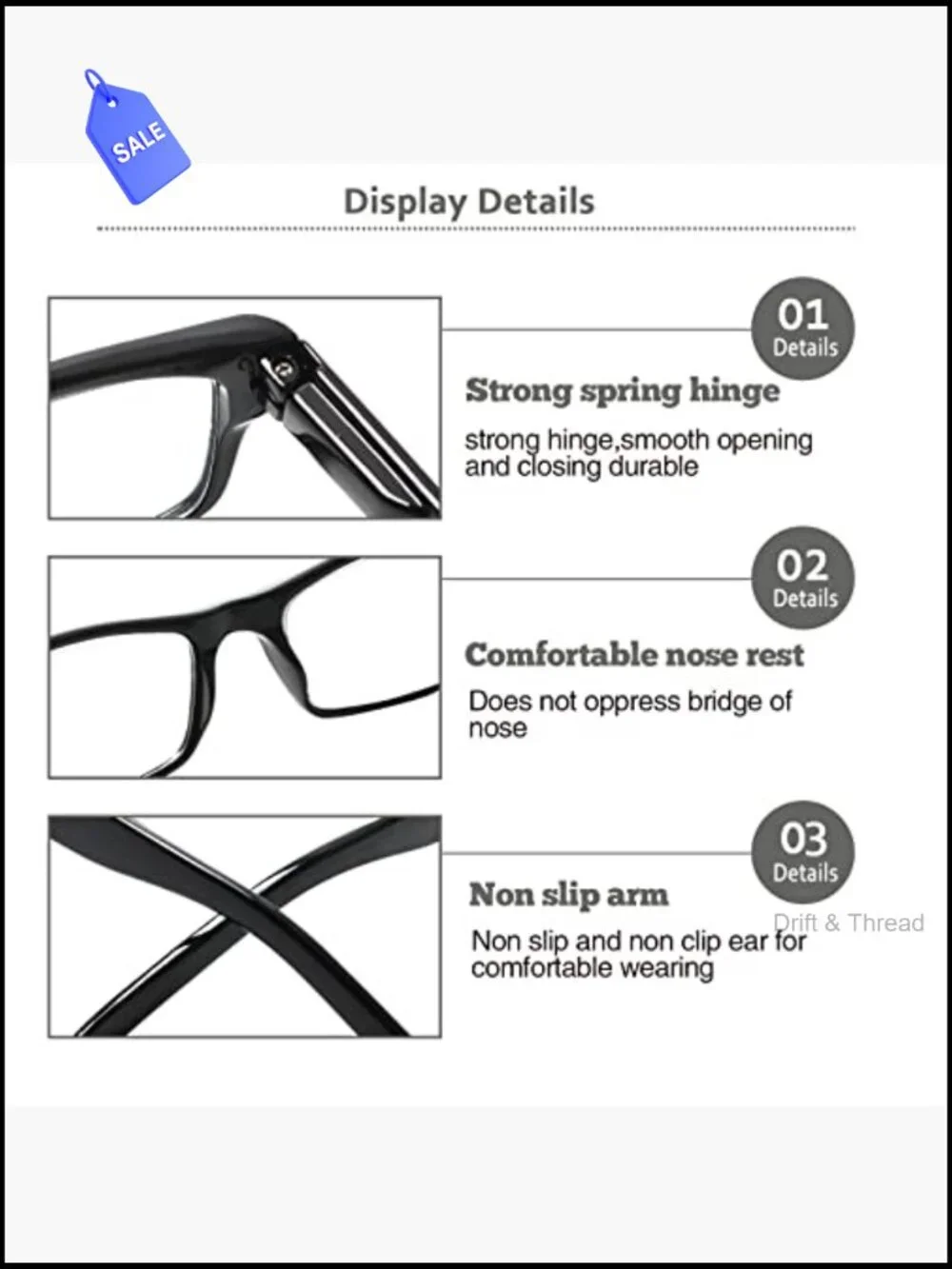 6 Pack Reading Glasses with Spring Hinges Blue Light Filter